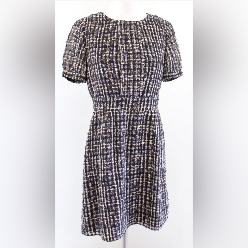 J CREW short sleeved dress abstract houndstooth pattern
